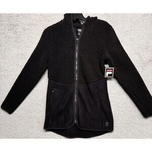 Fila Sport Black Fleece Nubby Hoodie  Jacket XS/S Long Sleeve Full Zip Pockets